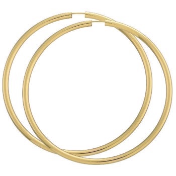 BNH Blanke Forgyldte Sterling Sølv Øre Creoler, Ø 70 mm x 3,0 mm